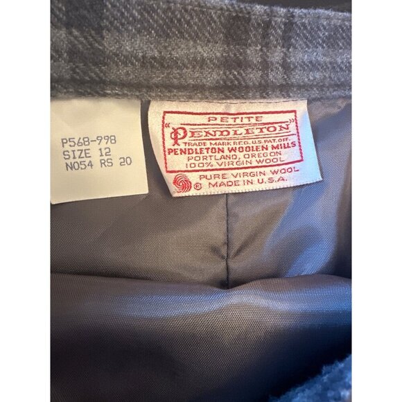 Pendleton Womens Gray Plaid Virgin Wool Skirt Size 12 Fully Lined Made In USA - Picture 2 of 5